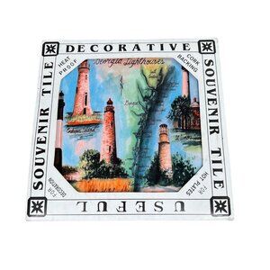 Georgia Lighthouses Trivet Souvenir  Ronald Williams Artist Wall Hanging